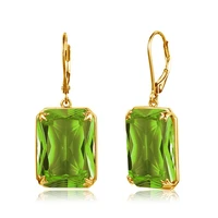 women 925 silver earrings 14k gold peridot green gemstone drop long hanging earrings fine jewelry mothers day
