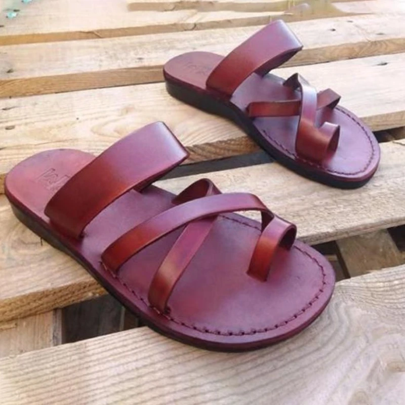 

2021 Summer Men New Rock Style Alternative Fashion Flat Bottom PU Leather Men's Sandals Soft Bottom Antiskid Comfortable 3KC182