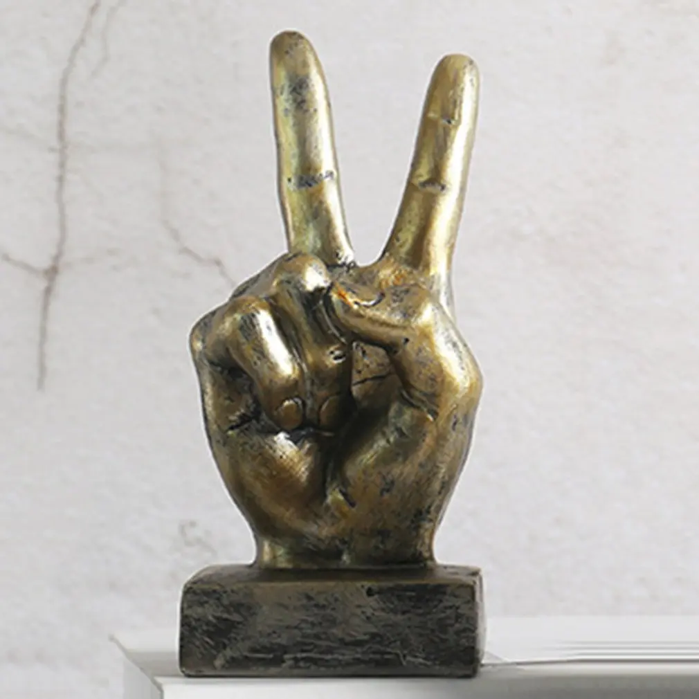 

Hand Statues Decor Resin Retro Finger Gesture Sculpture Desk Decor for Home Living Room Cabinet Office Coffee Shop