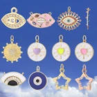 Очаровательные Подвески в виде сердца, голубого глаза, звезды, красочная эмаль, сделай сам, кулон, ожерелье, ювелирные изделия, аксессуары, медная инкрустированная цирконием 2021