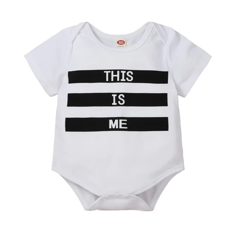 

New 2020 Infant Newborn Baby Boys Girls Romper Summer Cotton Short Sleeve O Neck Letter White Cute Baby Rompers Clothes Outfits