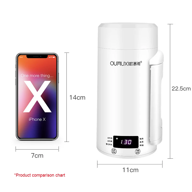 

220V Multifunctional Electric-Kettle 500ML Stainless Steel Travel Portable Electric-Cup Thermostatic Health-Pot Handle Foldable