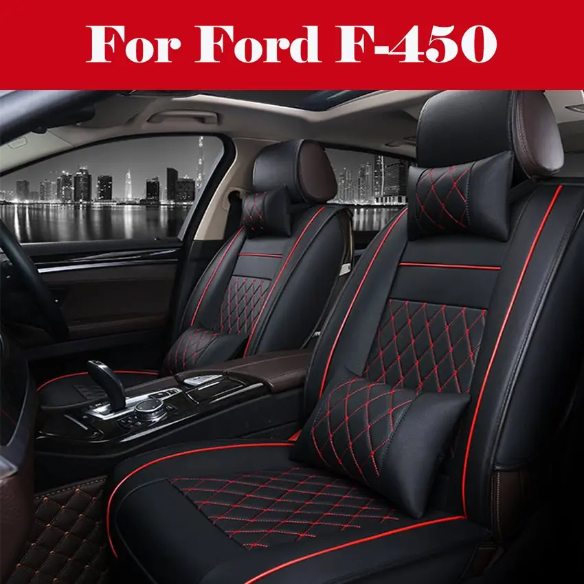 

Black PU Leather Car Seat Covers Front & Rear Full Set for 5-Seats Car SUV Truck high quality car seat covers For Ford F-450