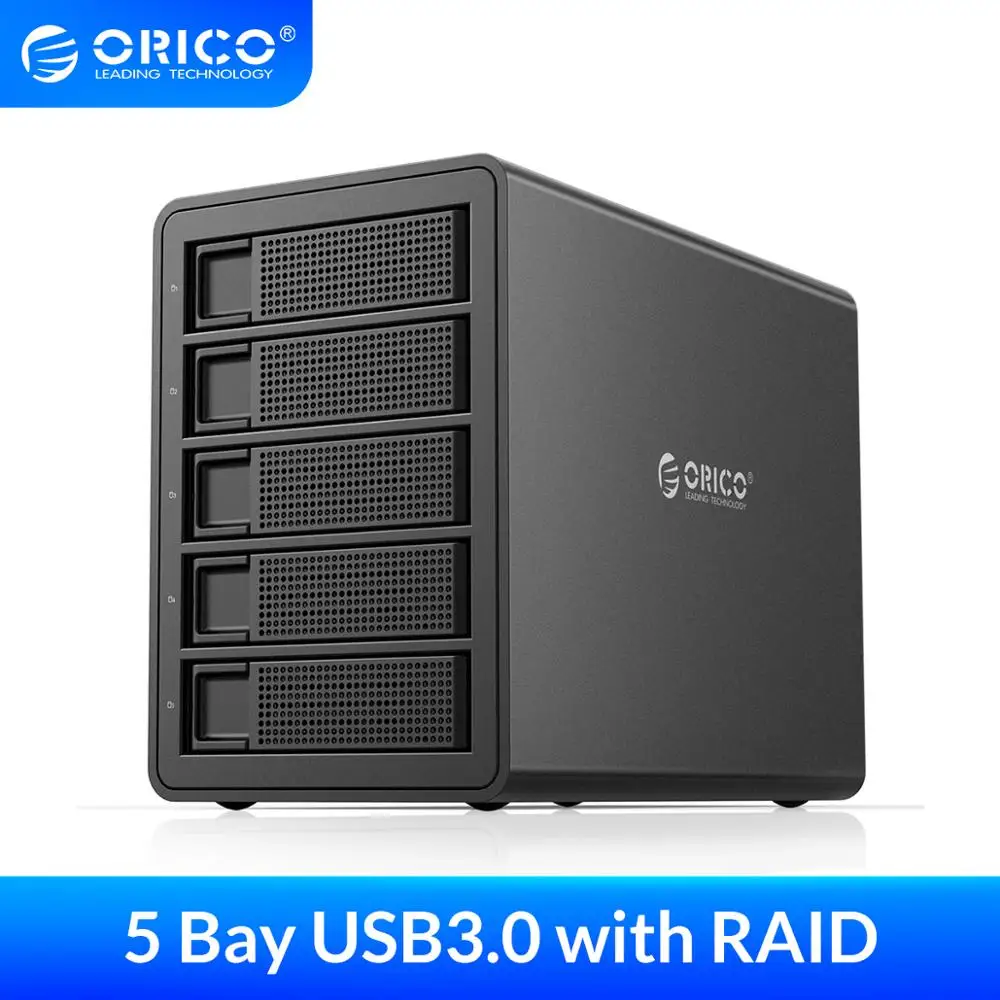 ORICO алюминиевый 5 bay 3 ''HDD док станция USB3.0 на SATA с RAID HDD ограждение 150 Вт