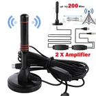 Магнитная Базовая HD ТВ антенна 5 в 25 дБи, Усилитель ТВ сигнала, приемник, цифровой Внутренний HD 200 мильный диапазон, Skywire 1080P 4K коаксиальный кабель