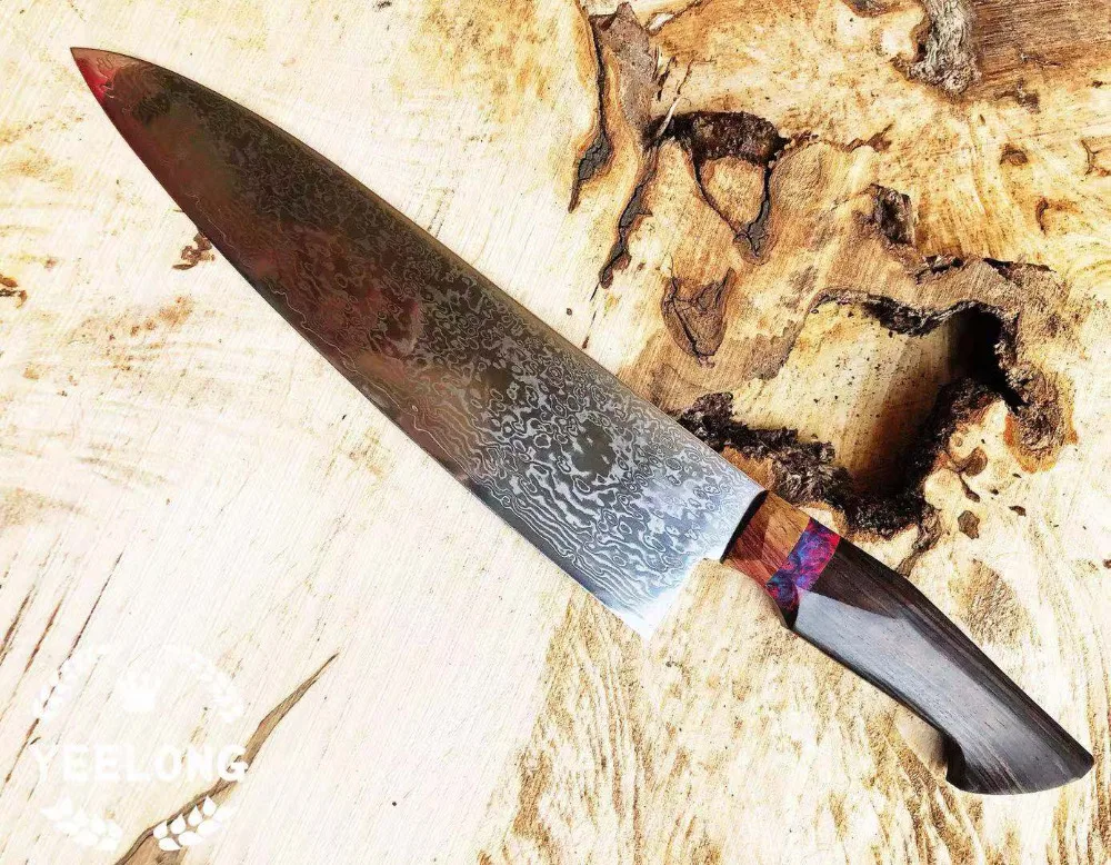 Дамасский нож шеф-повара, японский кухонный нож Gyuto, инструмент для приготовления мяса vg10, ядро из нержавеющей стали со стабилизированной деревянной ручкой