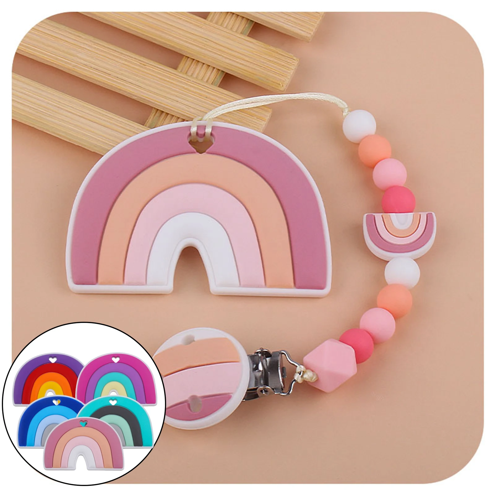 

5Pcs Teething Pain Relief Toy ,Food Grade BPA Free Silicone Teether,Freezer Safe Rainbow Teething for Boy and Girl