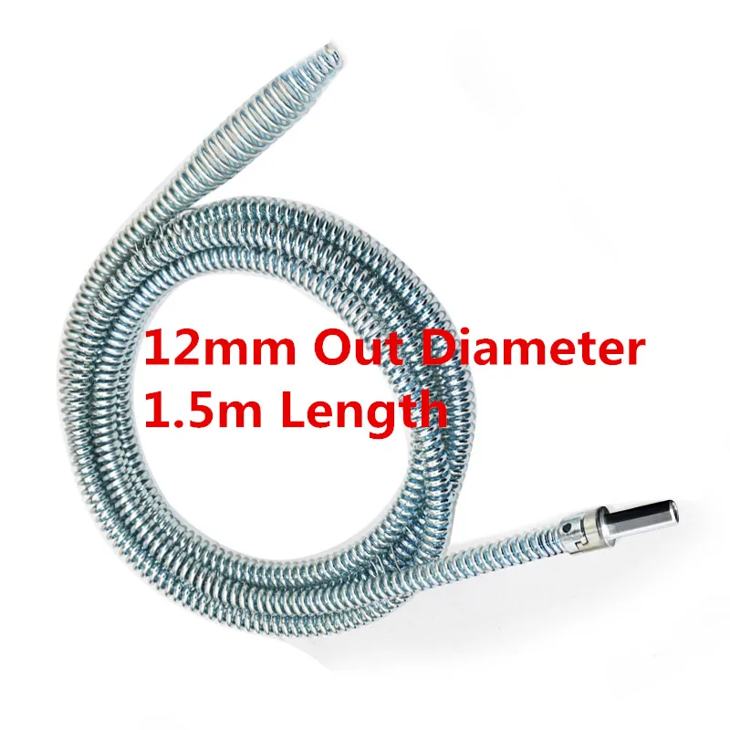 1PCS*1.5m Long Kitchen Toilet Flexible Drain Bending Pipe Cleaner Extension Spring With Connector For Sewer Cleaning Machine