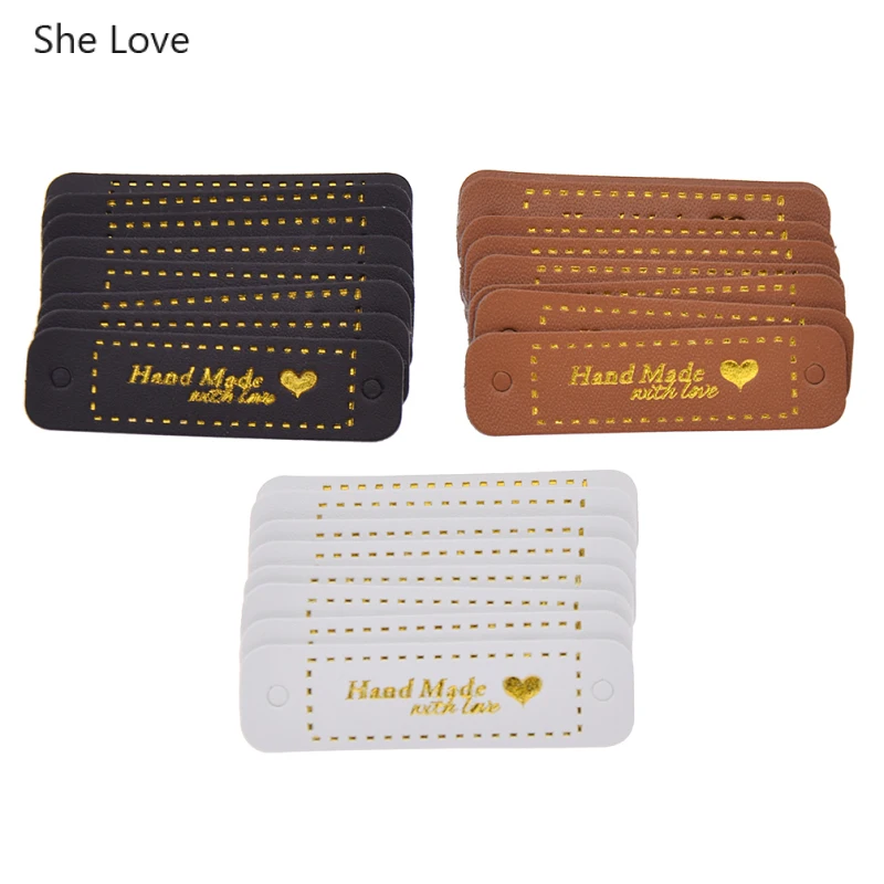 She Love 8 24 шт./лот из искусственной кожи этикетки Diy ручной работы одежда метки одежды для джинсов сумки обувь Швейные материалы
