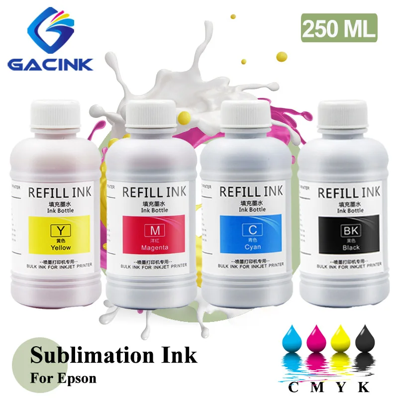 

GACINK 250ML 4Colors/Set Dye Sublimation Ink For Epson SureColor F170 F570 SC-T3000 Stylus Pro 3800 T-shirts Ceramic Mugs Fabric