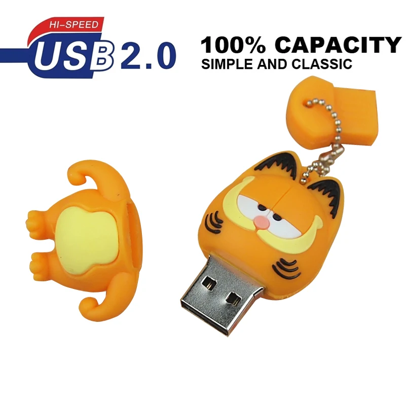 Реальная емкость Usb 2 0 Забавный силиконовый мультяшный флеш накопитель Гарфилд