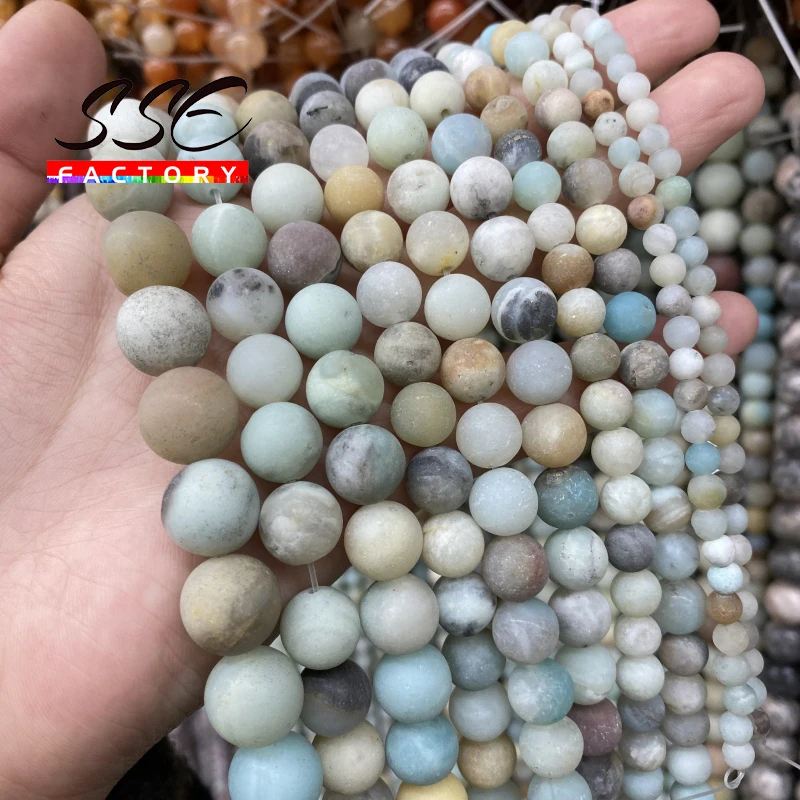 

Matte Natural Stone Amazonite Beads Round Loose Spacer Beads For Jewelry Making DIY Bracelet Accessories 4 6 8 10 12mm 15" Inch