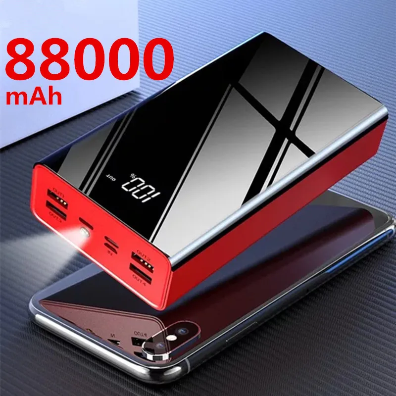 2020 Банк мощности 88000 мАч Быстрая зарядка двойной USB Большая емкость портативное