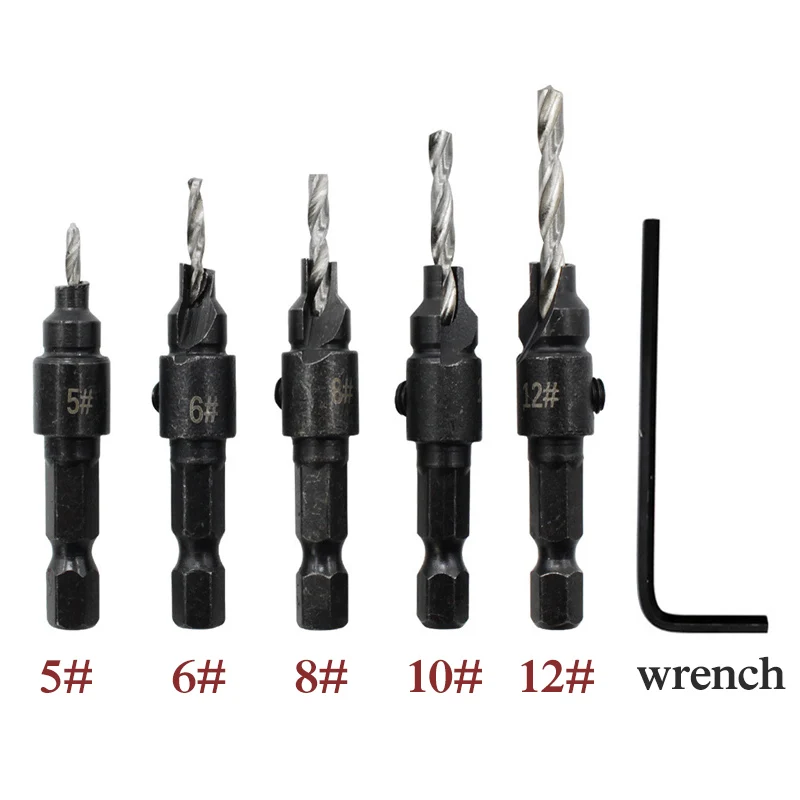 5 шт. набор сверл для деревообработки с потайной раковиной сверло пилота 1