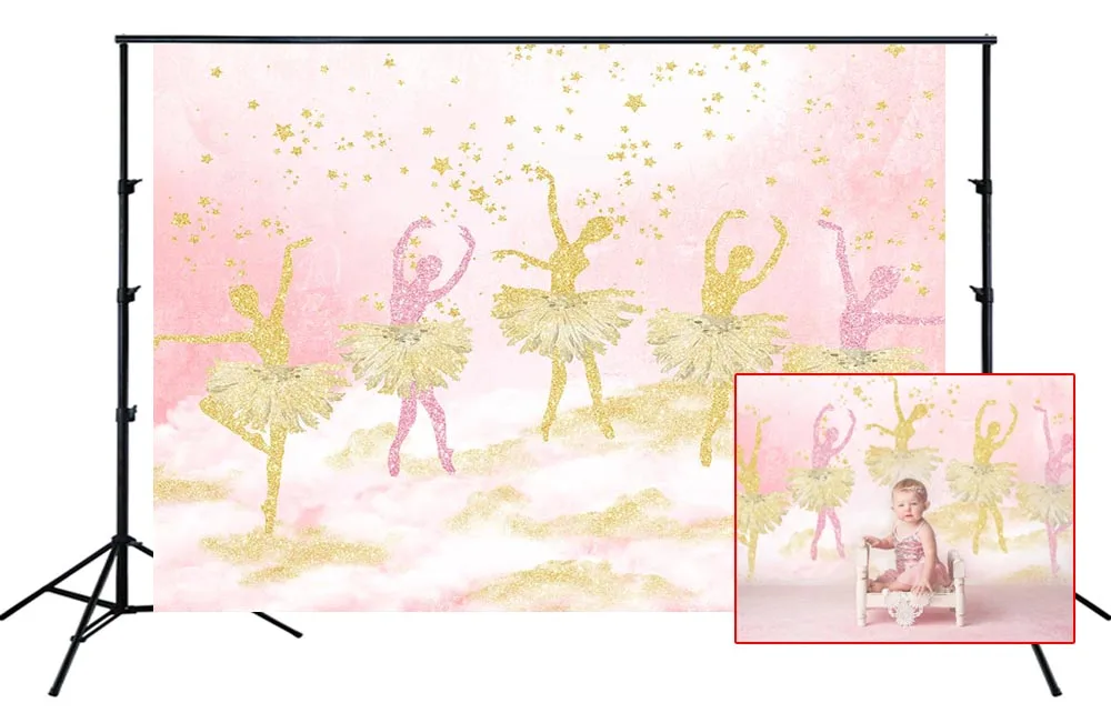 

Роскошный балетный фон золотые блестки Розовое Небо Звезды Новорожденные девочки дети фотосессия декорация SM339