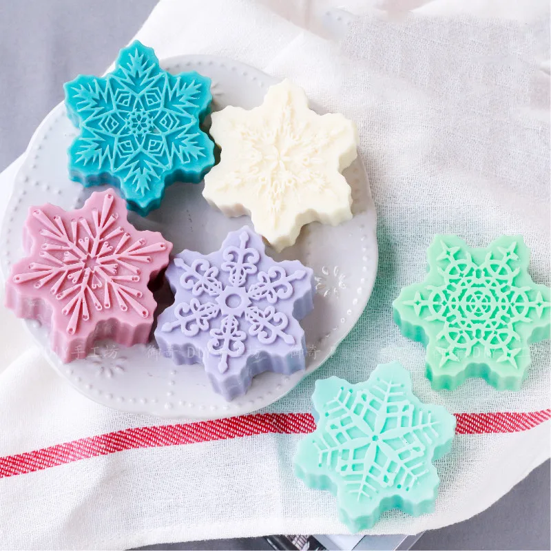6 Cavity Christmas Snowflake Soap Mold Silicone Mold Aroma Gypsum Plaster Resin Mould Snow Handmade 3d Crafts Candle Molds