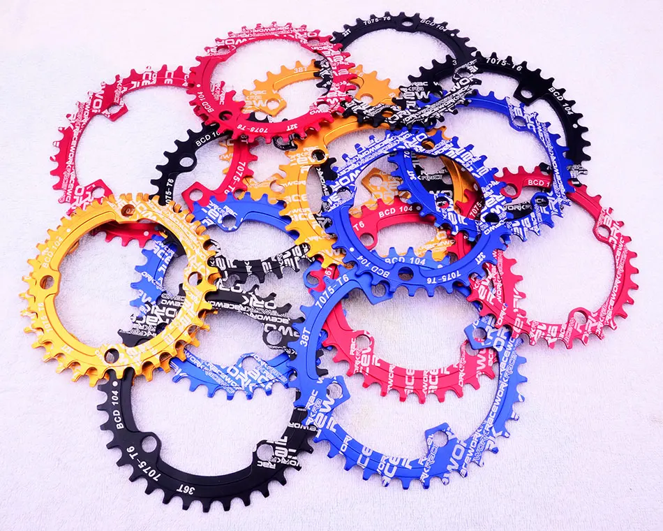 Einzigen geschwindigkeit system Breite kettenblatt 104 BCD RUNDE 32t 34t 36t 38t MTB 11 s 10 s 9 s 1*11 Kurbel Kettenblatt Ring
