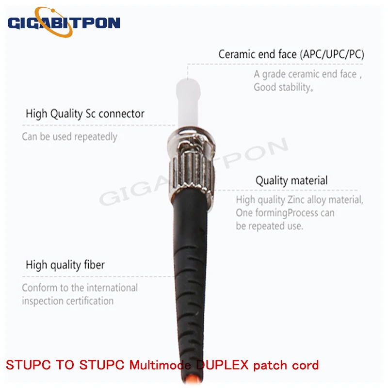 10pcs/pack ST patch cord ST/UPC-ST/UPC MM DX 3.0mm G652D fiber patch cord multimode fiber patch cord fiber