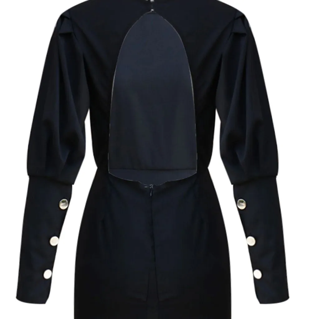 Сексуальное женское платье для вечеринки с открытой спиной Осеннее однотонное