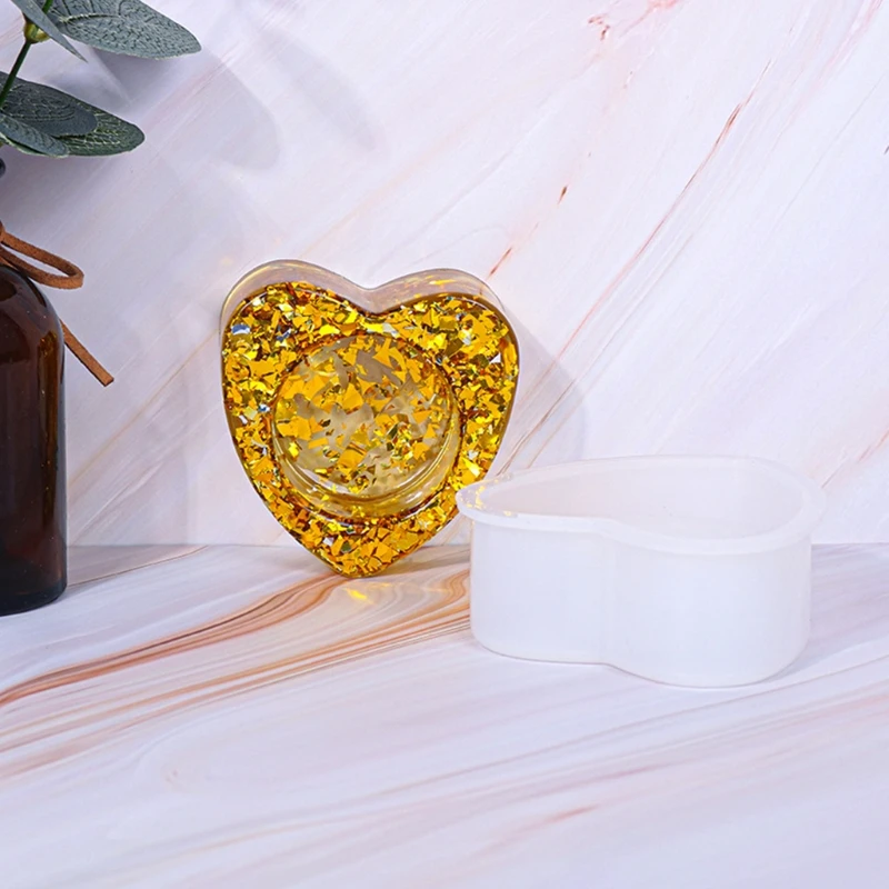 

N58F Heart Shaped Candlestick Epoxy Resin Mold Home Decorations Candle Holder Silicone Mould DIY Crafts Soap Aromatherapy Tools