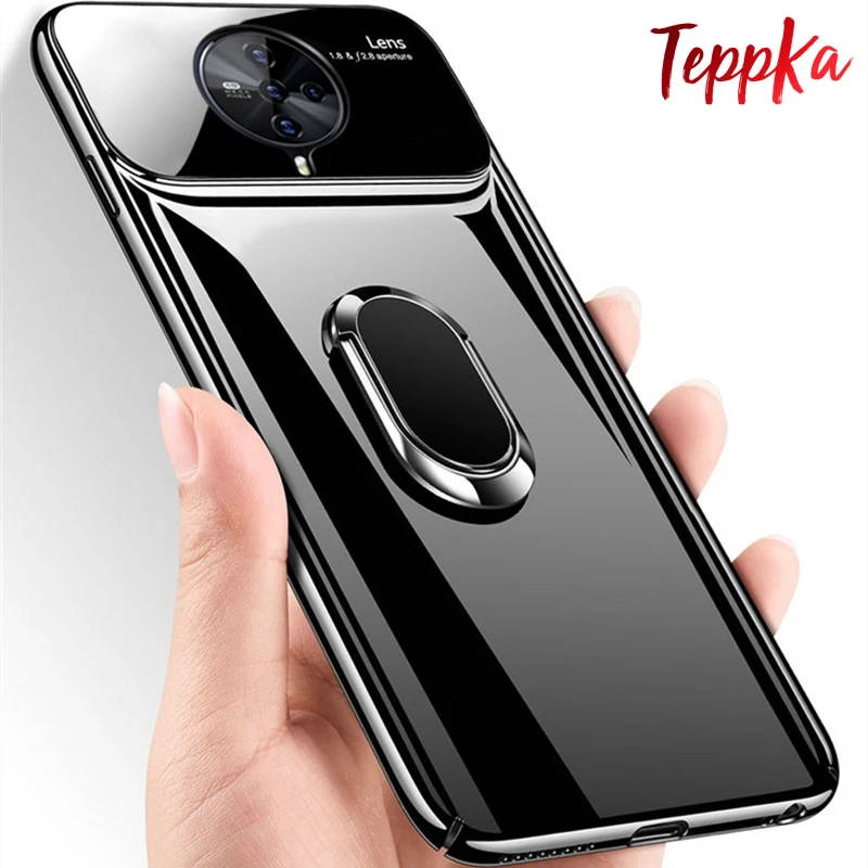 Роскошный зеркальный Тонкий чехол для POCO F2 Pro с кольцом-держателем пальца