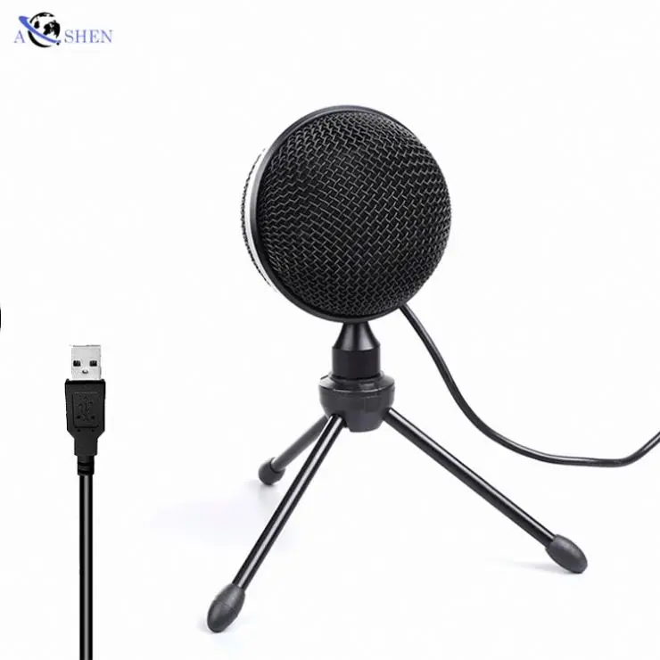 

Wholesale Desktop USB Condenser Micrfono Mic Microphone with tripod for PC Computer livestream recording