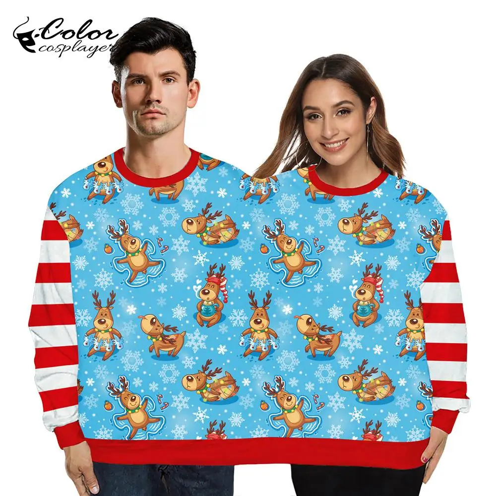 Цвет er Рождественская Толстовка с рисунком Лось 2 человек сиамская одежда на