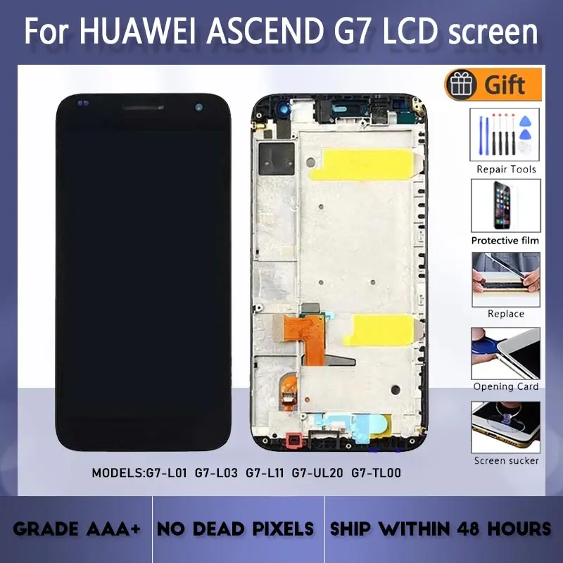 

For Huawei Ascend G7 G7-L01 G7-L03 G7-L11 G7-UL20 LCD screen assembly with front case touch glass,With repair parts LCD Display