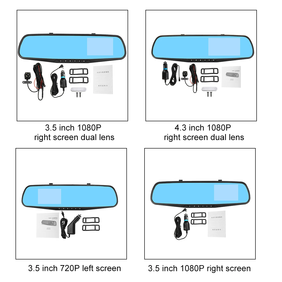 

Full HD 1080P Car DVR Camera Automobile Data Recorder 4.3/3.5 inch Rearview Mirror Digital Video Recorder Dual Lens Camcorder
