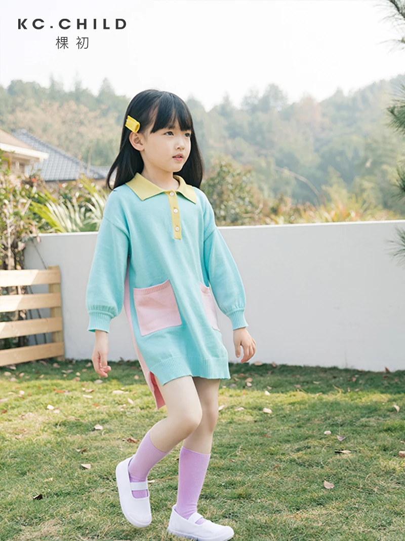 KC.Child 2020SS новейшее трикотажное необычное удобное платье-свитер для девочек три