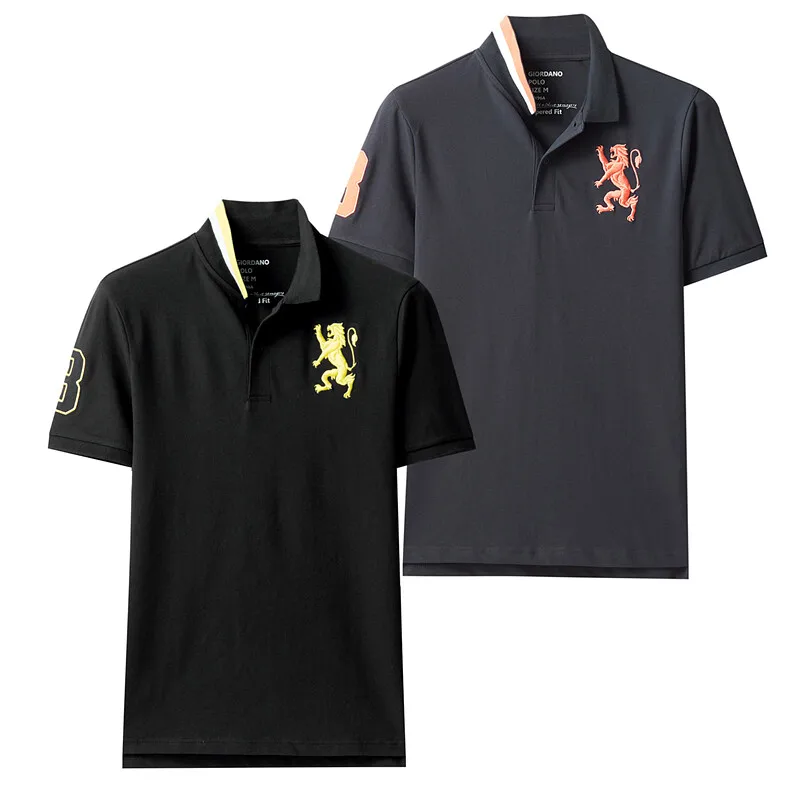 16Black Giordano поло мужское slim fit футболка Polo с короткими рукавами и принтом рубашка груди выполнена из хлопка и спандекса рубашка поло мужская - Цвет: 16Black