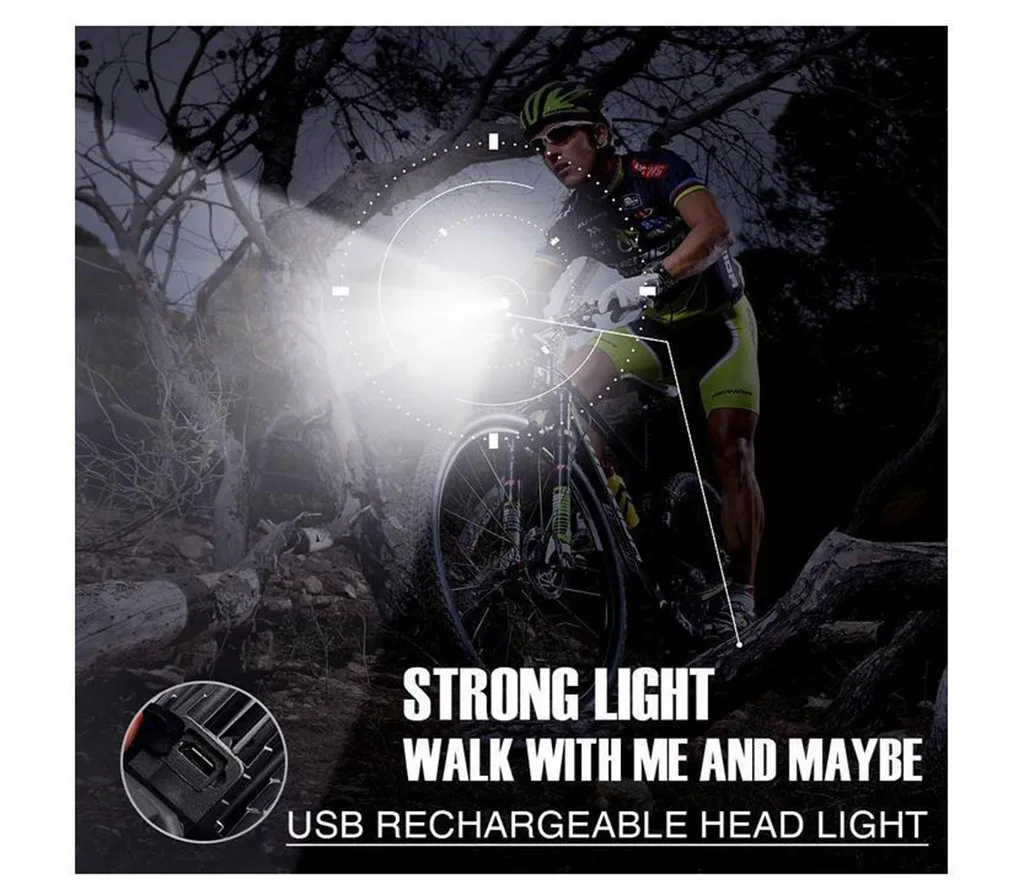 Bike Bicycle Lights USB LED Rechargeable Set Mountain Cycle Front Back Headlight High Brightness Flashlight | Спорт и развлечения
