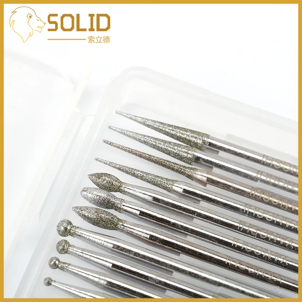 

Diamond Grinding Head Mini Drill Bur Bit Set Carving Polishing for Abrasive Rotary Tool 30Pcs/Set Shank 3mm