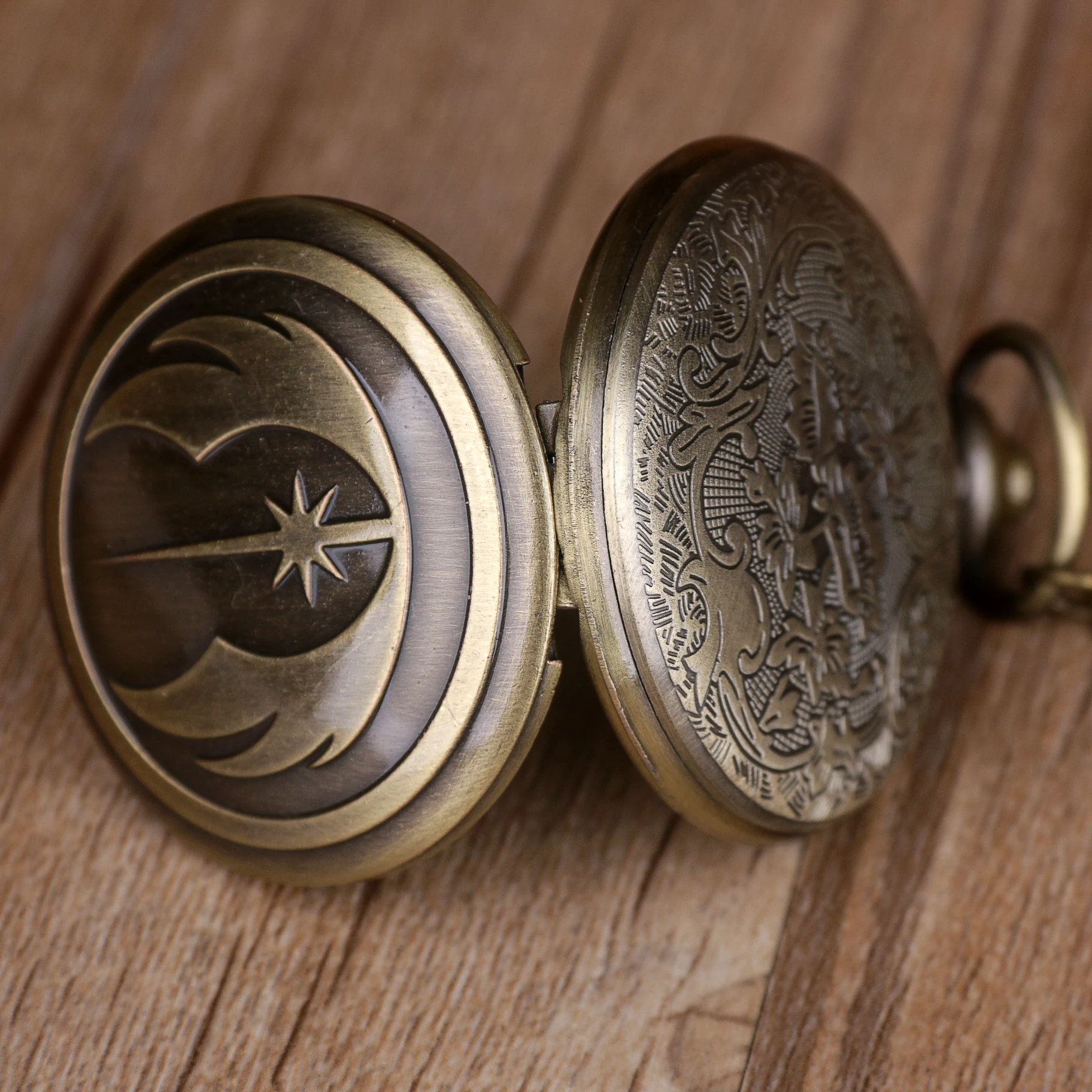 Стимпанк дизайн крыльев огня карманные часы ожерелье цепочка кварцевые модные