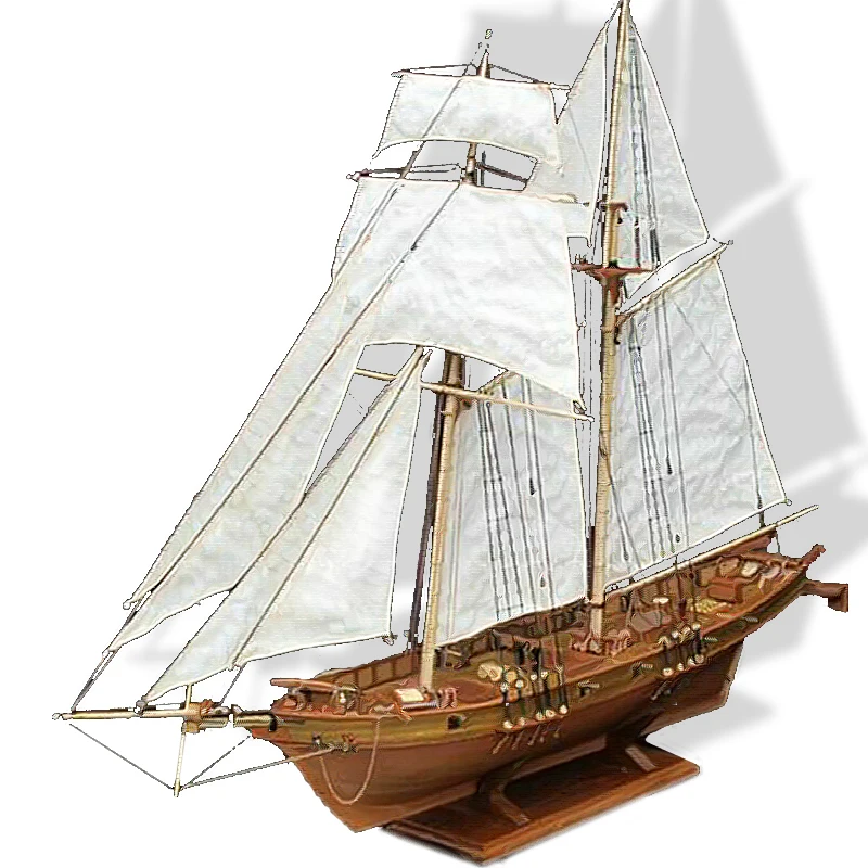 

Assembling Building Kits Ship Model Wooden Sailboat Toys Sailing Model Assembled 1:100 Wooden Kit DIY 2022