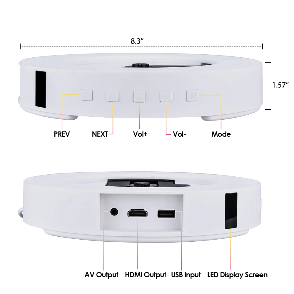 Qosea портативный настенный Bluetooth CD/DVD плеер USB светодиодный дисплей Hi Fi динамик