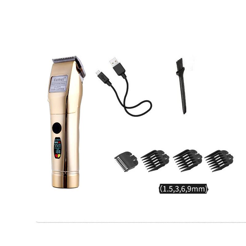 

kemei hair trimmer KM-2850PG USB rechargeable hair clipper haircut machine oilhead clipper hair carving white LED display