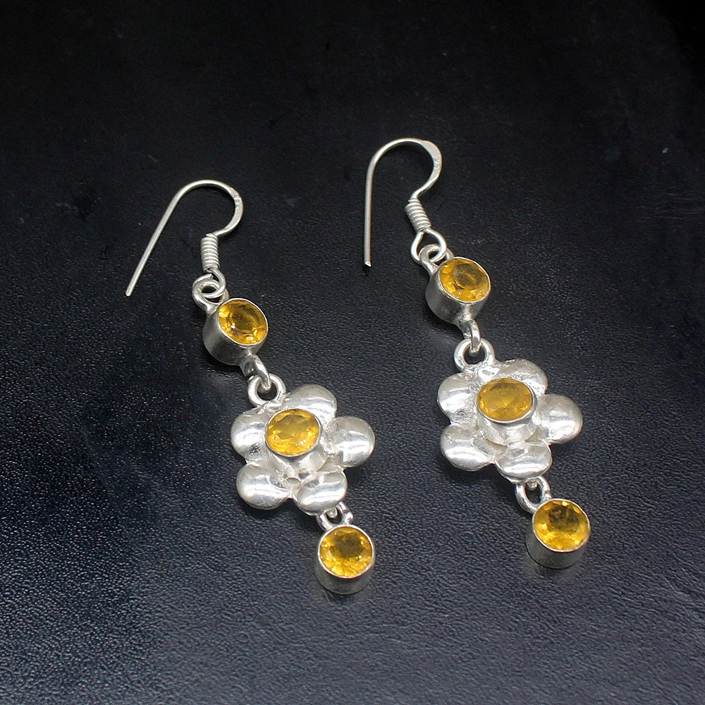 

Gemstonefactory Big Promotion Single Unique 925 Silver Amazing Yellow Citrine Women Ladies Gifts Dangle Drop Earrings 20212254