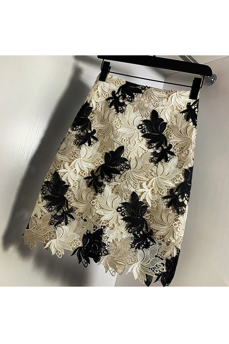 Юбка-карандаш Женская сетчатая с высокой талией и цветочной вышивкой | одежда