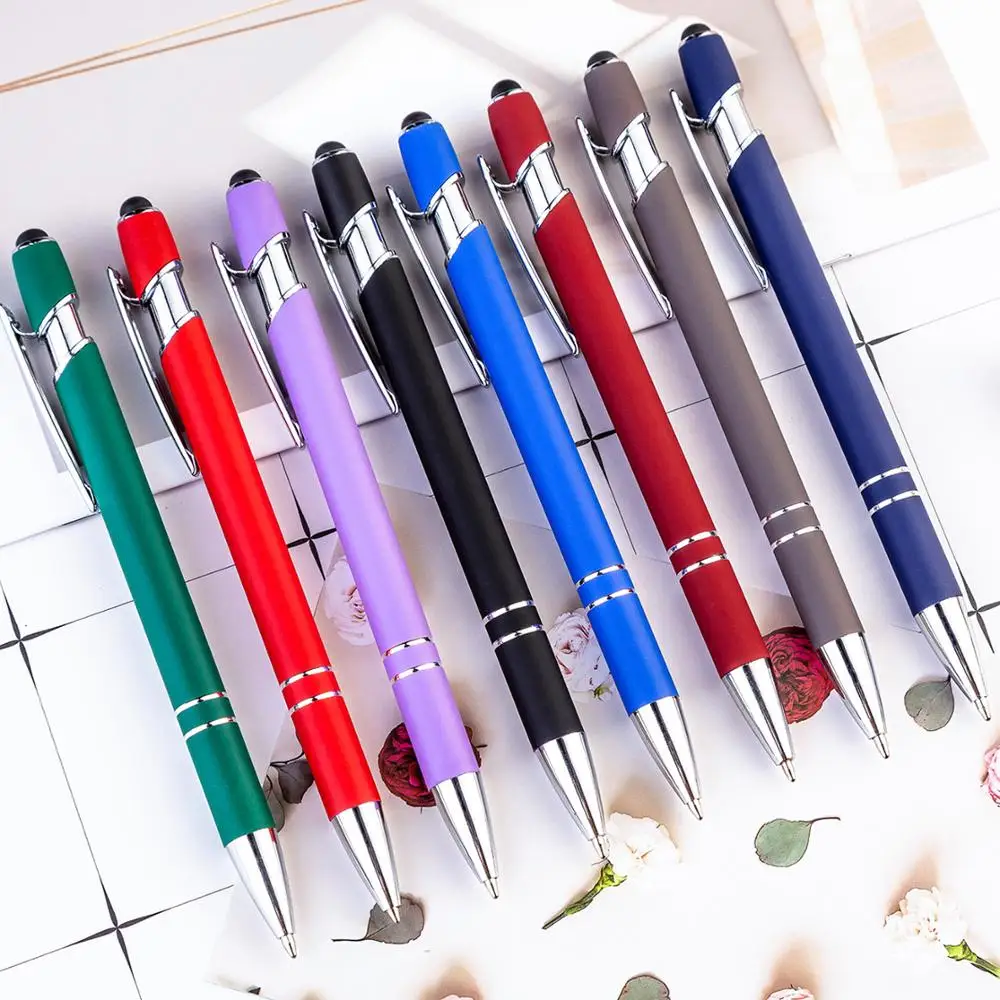

8PCS/Lot Promotion Ballpoint pen 2 in 1 Stylus Drawing Tablet Pens Capacitive Screen Touch Pen School Office Writing Stationery