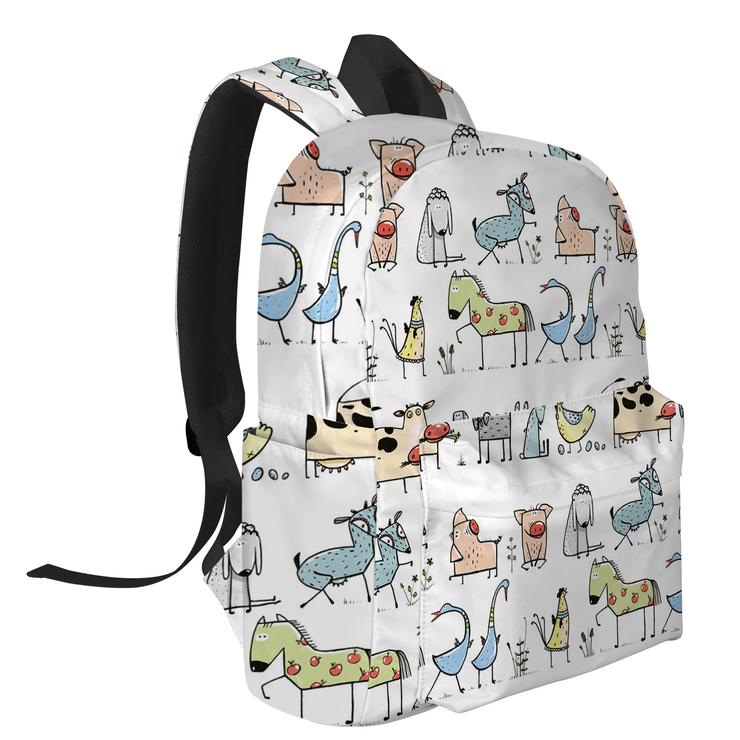 Модный мультяшный рюкзак с животным петухом коровой лошадкой гусиной Свинкой