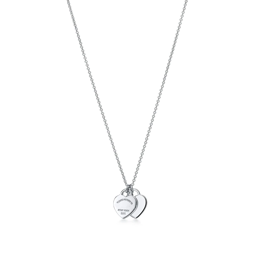 

Hot style elegant couple double hanging heart necklace