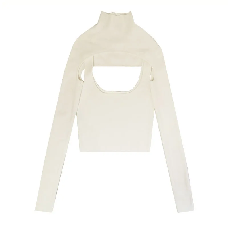

Scheming two-piece knit sweater sweater pullover half high neck long sleeve + slim sling pure color knitted top women