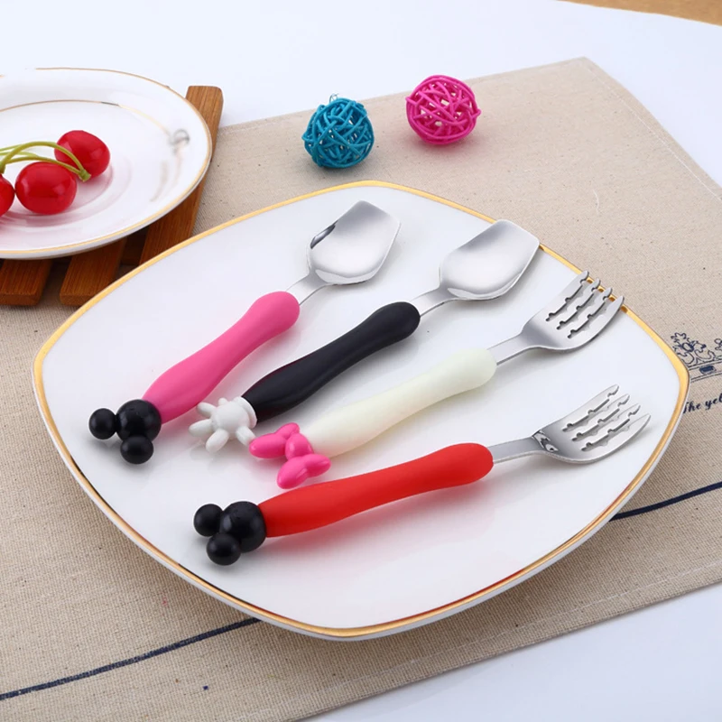 2 шт./компл. высокое качество Микки и Минни Маус вилка Нержавеющая сталь Чай Кофе