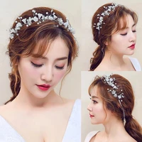 2021 fashion western wedding headdress for bride handmade wedding crystal pearl hair accessories rhinestone hairpin headban