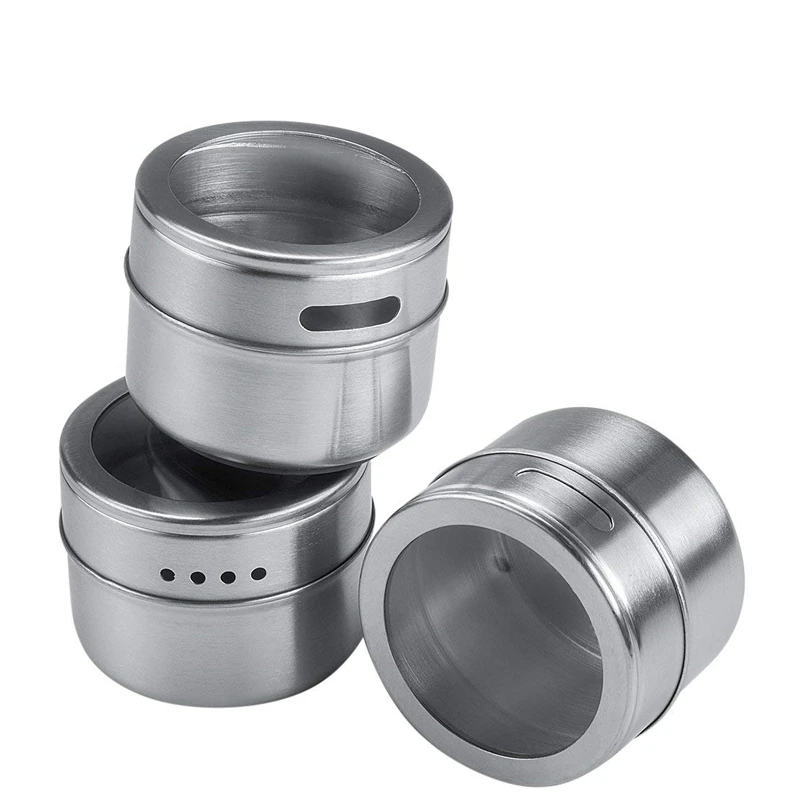 

Magnetic Spice Jar Set Stickers Tools Stainless Steel Spice Tins Spice Storage Container Pepper Seasoning Sprays Tools