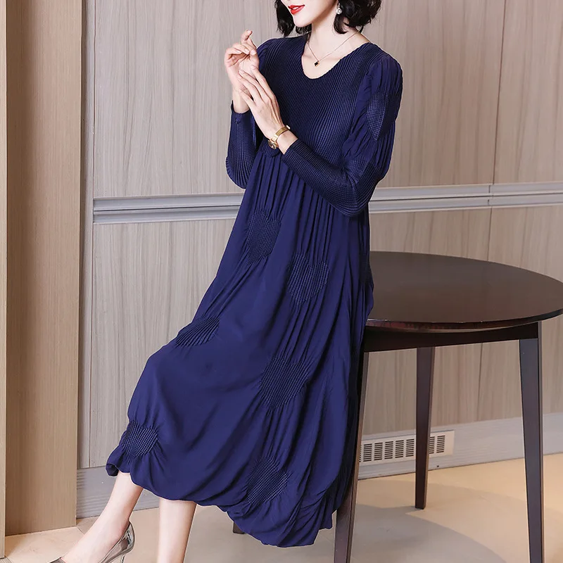 

Women's 2021 Spring Casual Long Dress A-line Plus Size Pleated Dress