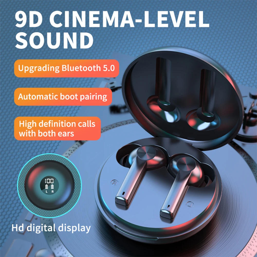 

B16 Wireless Bluetooth Earphones with LED Power Display Waterproof TWS 9D Noise Reduction Stereo Sound Sports Earbuds For iPhone