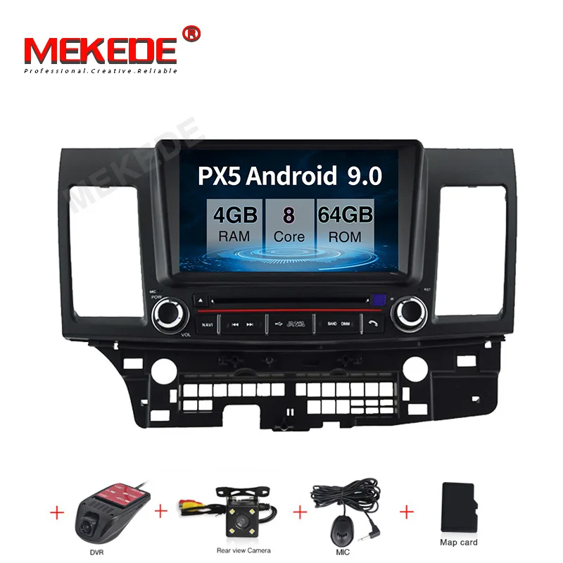 64G camera DVR MEKEDE 4G ram для Mitsubishi Lancer 10 CY 2007-2012 автомобильный Радио Мультимедиа Видео плеер навигация gps Android 9,0 2din 2 din dvd - Цвет: 64G camera DVR