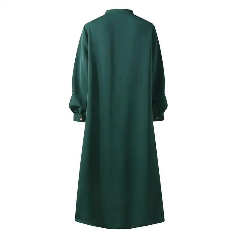 

Maxi Vestidos Plus Size Muslim Dresses 2020 Woman Shirt Dress Long Sleeve Female Button Robe High Wasit Solid Sundress